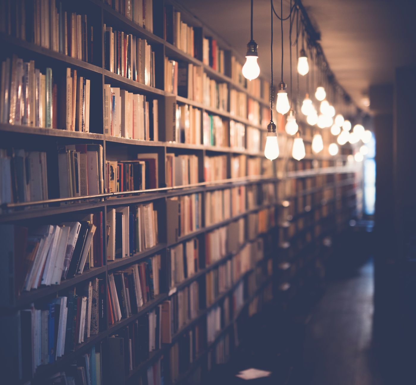 The book-lined library of the Caldwell & Pierce law office