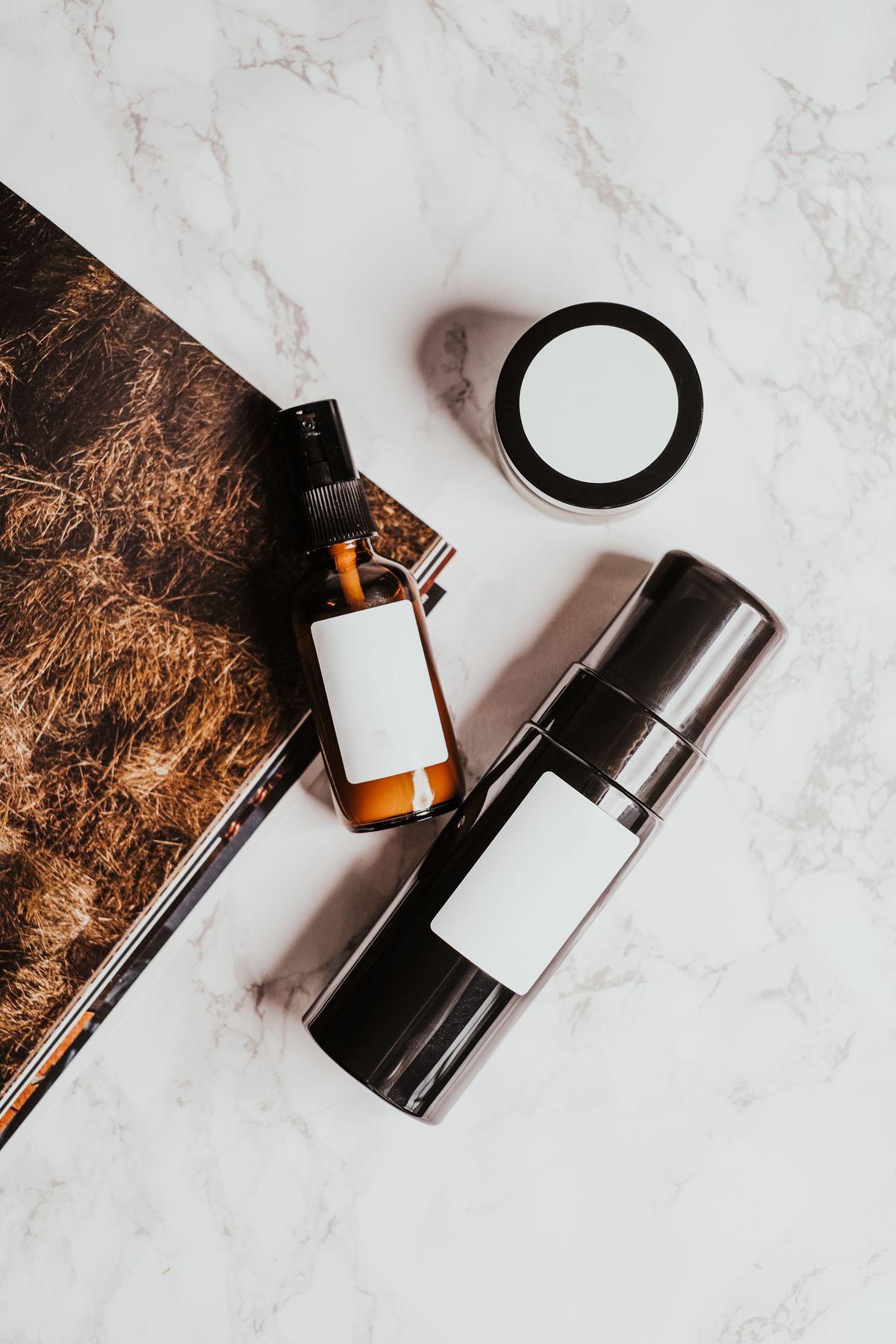 Skincare products arranged for a skin consultation