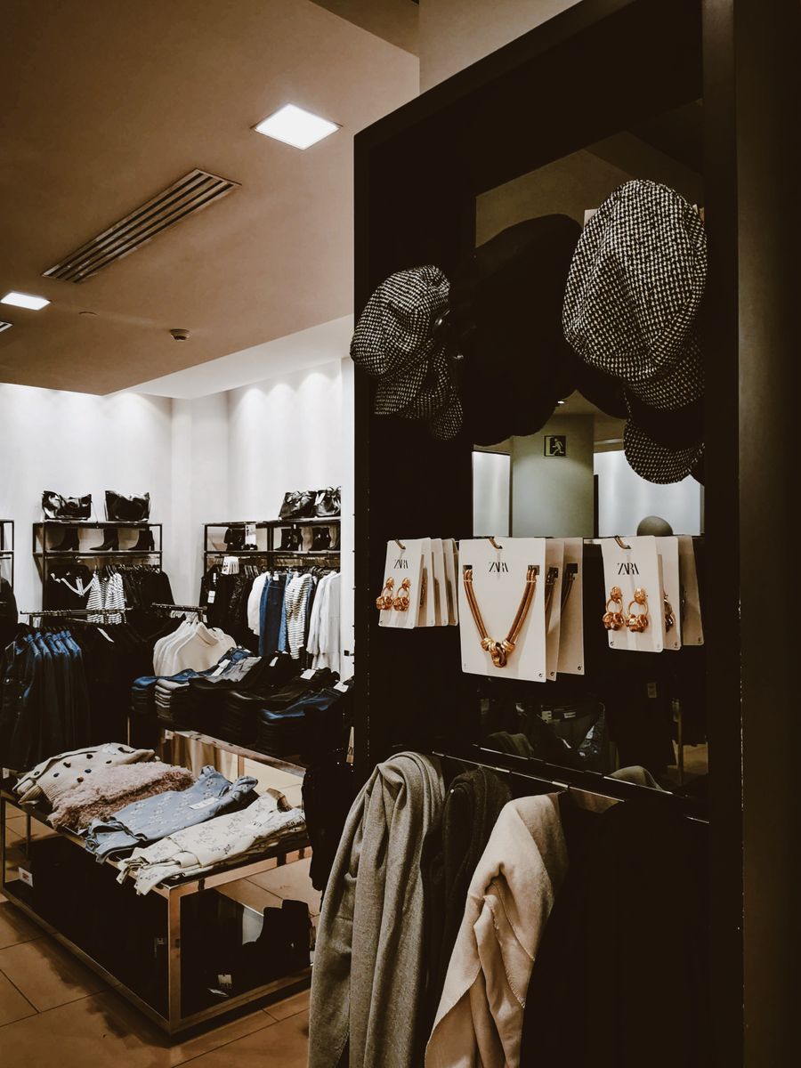 A display of hats and accessories